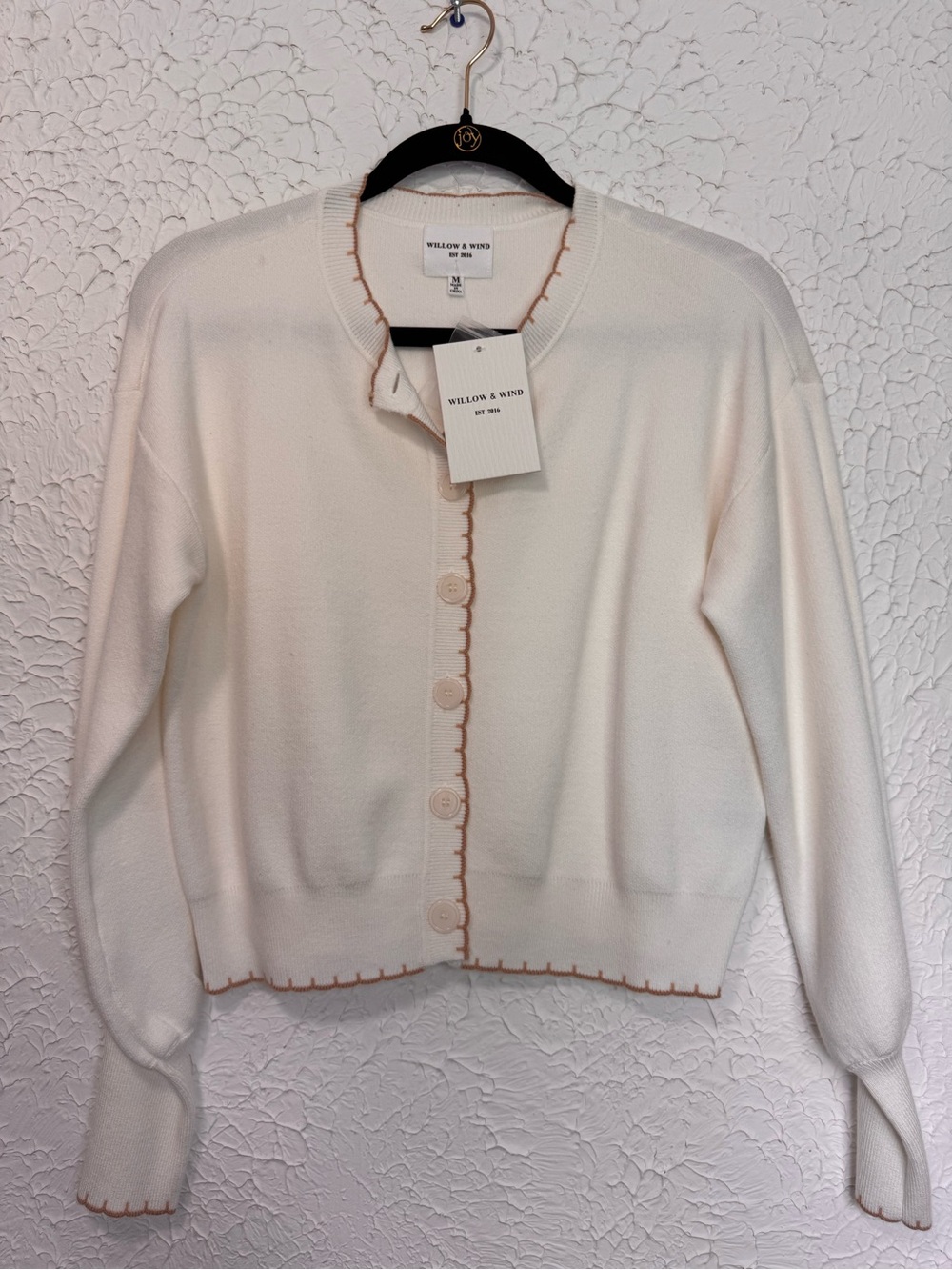 Willow & Wind Cream Button-Front Knit Cardigan